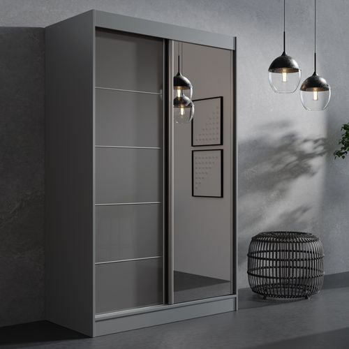 Szafa przesuwna z lustrem Como 2D1L 120 Szara (lacobel) na Arena.pl