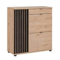 Szafka Na Buty 3- Drzwiowa z Szufladą 3D1SZ 90 cm Hickory + Czarny PEROS AM