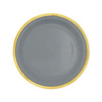 Talerzyki papierowe szare ze złotym brzegiem Classic Gold, 18 cm 6 szt.