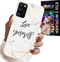 ETUI DO XIAOMI POCO M3 - BIAŁY MARMUREK W ZŁOTE RAMKI LOVE YOU