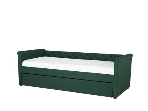 Łóżko wysuwane tapicerowane 80 x 200 cm zielone LIBOURNE na Arena.pl