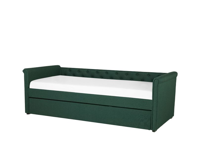 Łóżko wysuwane tapicerowane 80 x 200 cm zielone LIBOURNE zdjęcie 3