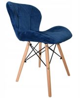 Krzesło welurowe tapicerowane do jadalni salonu nowoczesne ZOE granatowe