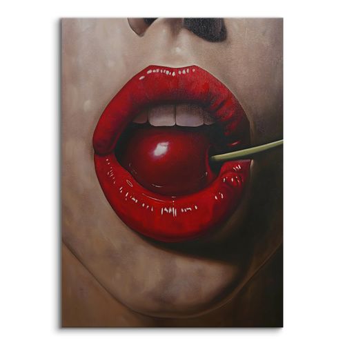 Obraz Canvas Czerwone Kobiece Usta Portret Wiśnia Abstrakcja 40cm x 50cm na Arena.pl
