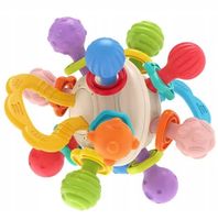 ZABAWKA SENSORYCZNA KOLOROWA GRYZAK GRZECHOTKA KULA WYPUSTKI