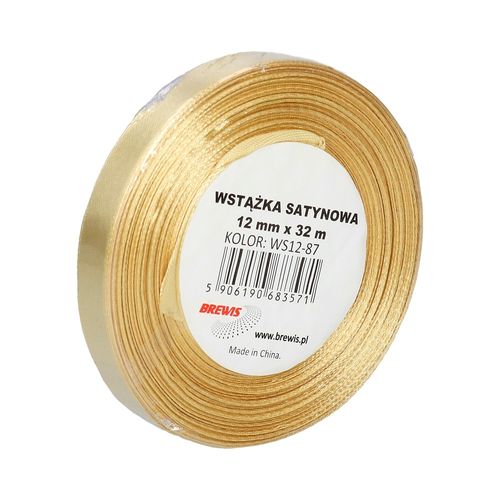 WSTĄŻKA SATYNOWA 12MM X 32M WS12-87 BREWIS ZŁOTA na Arena.pl