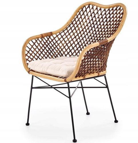 Krzesło Tarasowe do Ogrodu Balkonowe K336 z Rattanu z Podłokietnikami Boho na Arena.pl