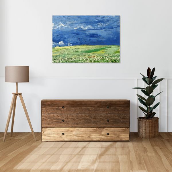 Obraz 90x40cm Wheatfield under Thunderclouds, Van Gogh Vintage zdjęcie 2