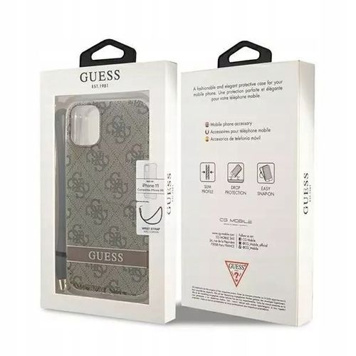 Guess Etui do iPhone 11 brązowy hardcase 4G Print na Arena.pl