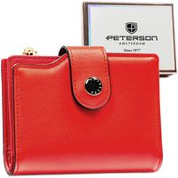 PETERSON portfel damski eko skórzany elegancki matowy P238 czerwony