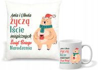 Zestaw PODUSZKA i KUBEK z nadrukiem PREZENT na święta bożego narodzenia