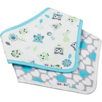 AKUKU Śliniak apaszka na rzep serduszka turkusowe + sowy turkusowe 2 sztuki