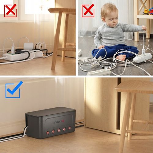 Listwa Zasilająca Organizer Na Przewody 5x AC + 4x USB Ineox LZO-1B Czarny na Arena.pl