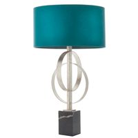 Lampa na stół marmur L&-195225 Light& z abażurem morskim srebrna