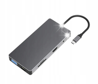 HUB USB-C 10w1 Adapter HDMI 4K, VGA, RJ45, USB 3.0 do Laptopa i PC (A009)