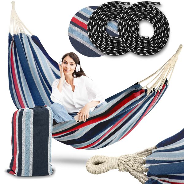 Hamak ogrodowy Malaga Single niebiesko-czerwony Sofotel zdjęcie 1