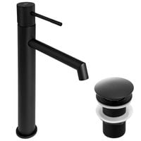 Zestaw bateria umywalkowa stojąca wysoka i korek klik-klak czarny Yoka