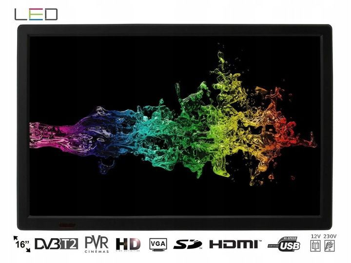 Telewizor SMART Android TV 16 cali WiFi BT USB HDMI DVBT2 230V 12V Netflix zdjęcie 3