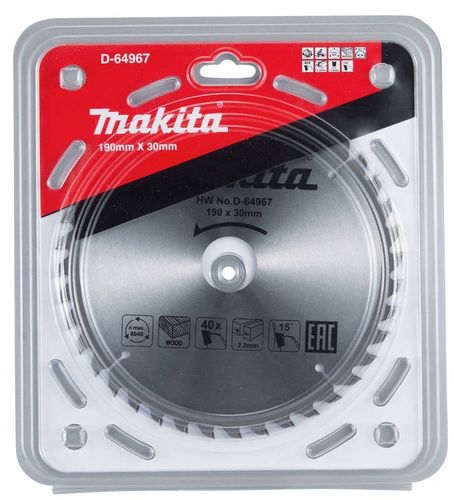 MAKITA Tarcza piła tnąca do cięcia drewna 190x30 mm 40 Zębów D-64967 na Arena.pl