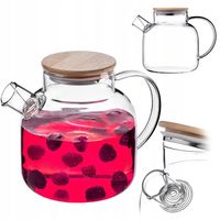DZBANEK SZKLANY 1,5L Z POKRYWĄ SPIRALĄ DO HERBATY WODY KOMPOT ZAPARZACZ
