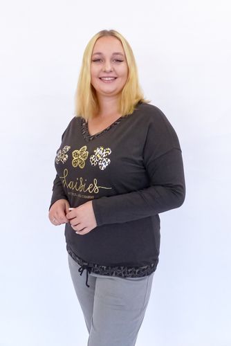 Wiązana Bluzka Damska z Koniczynką Czekoladowa UNI na Arena.pl