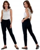 Spodnie Damskie Chinosy wiskozowe eleganckie wiązane CZARNE MORAJ S/M