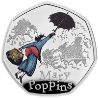 Mary Poppins kolorowana 50p Srebro 2025 Proof