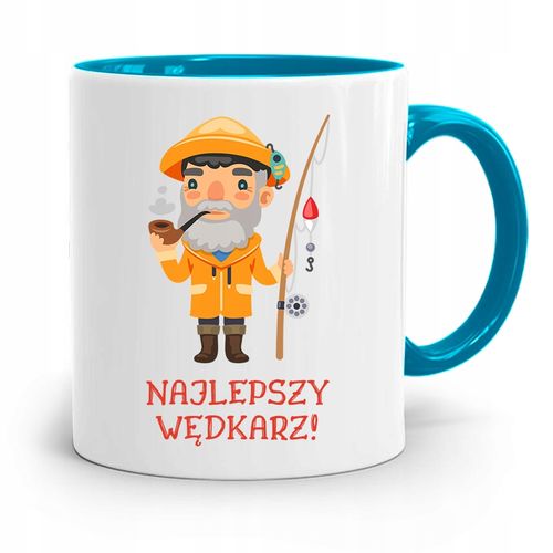 Kubek Błękitny Wędkarza Rybak Najlepszy Wędkarz Z Nadrukiem Ze Zdjęciem na Arena.pl