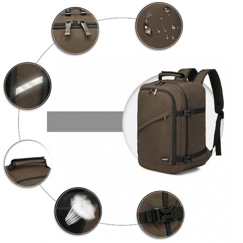 KONO Plecak podróżny kabinowy do samolotu RYANAIR 40x20x25 brązowy na Arena.pl