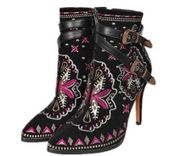 Botki Damskie -Szpilka- HAFTOWANE - NOWOŚĆ