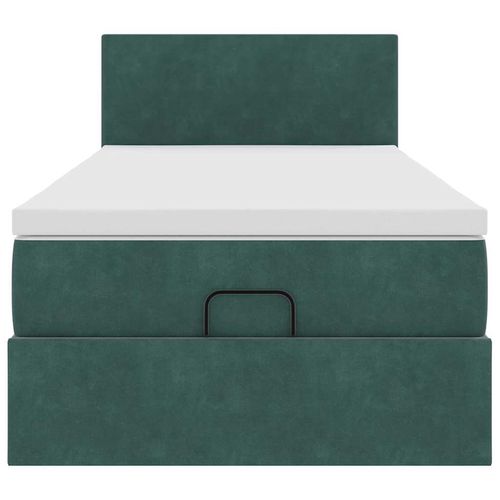 Łóżko otomana z materacem i LED, ciemnozielony 80x200cm aksamit na Arena.pl