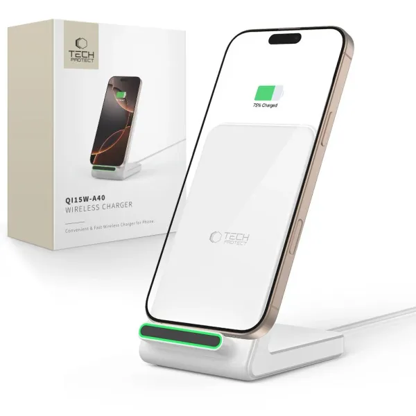 Ładowarka bezprzewodowa Tech-Protect QI15W-A40 - biała zdjęcie 1