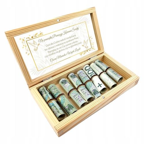 PAMIĄTKA Pierwszej KOMUNII ŚWIĘTEJ prezent pudełko pieniądze KOMUNIA na Arena.pl