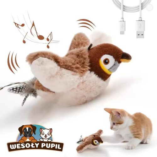 Zabawka dla kota INTERAKTYWNA latający PTAK z dźwiękiem na USB z na Arena.pl