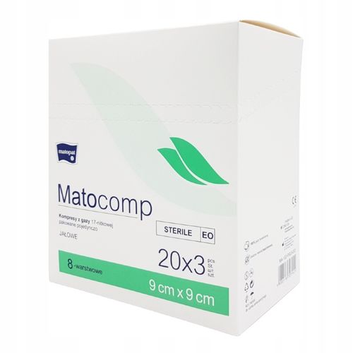KOMPRESY GAZOWE 9x9cm STERYLNE PAKOWANE POJEDYNCZO JAŁOWE Matocomp 60 szt. na Arena.pl