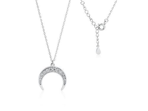 Rodowany srebrny naszyjnik gwiazd celebrytka księżyc moon białe cyrkonie srebro 925 Z1602N na Arena.pl