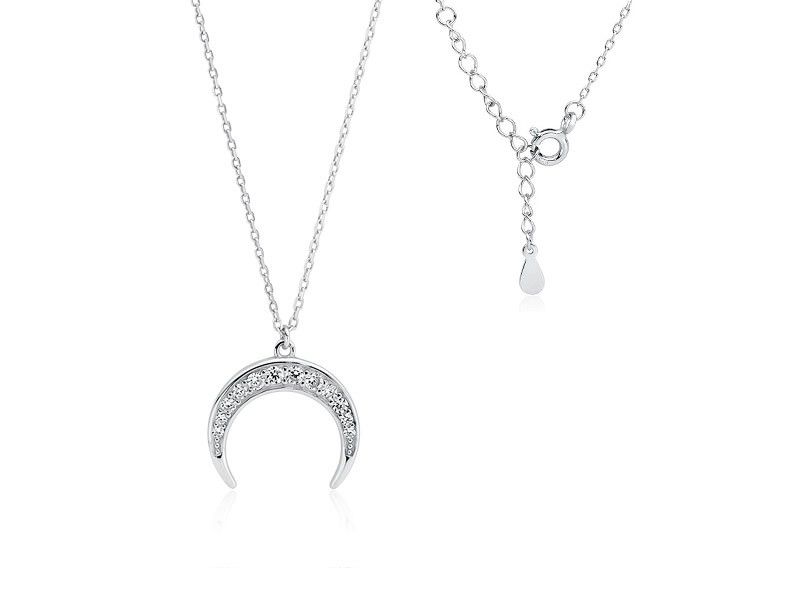 Rodowany srebrny naszyjnik gwiazd celebrytka księżyc moon białe cyrkonie srebro 925 Z1602N zdjęcie 1