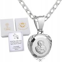SREBRNY ŁAŃCUSZEK I MEDALIK MATKA BOSKA KOMUNIA CHRZEST BIERZMOWANIE