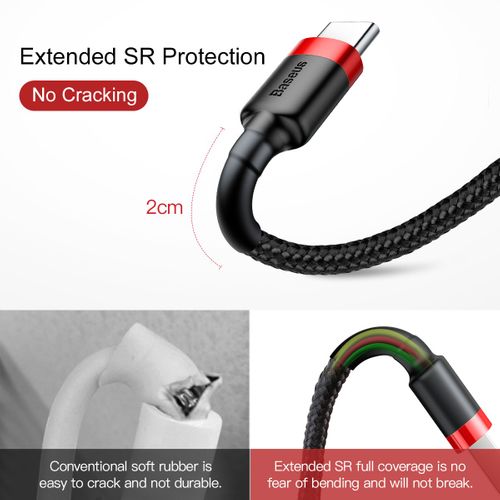 Baseus kabel Cafule (typ-C | 0,5 m) czerwono czarny 3A na Arena.pl