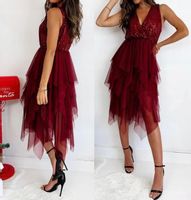 SZMARAGDOWA ELEGANCKA SUKIENKA TIULOWA Z CEKINAMI UNI