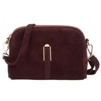 VERA PELLE torebka damska zamszowa listonoszka z paskiem V712 c.bordowa