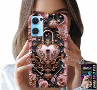 ETUI DO OPPO RENO7 5G - KOBIECE, MODNE WZORY, KŁÓDKA SERCE RÓŻA
