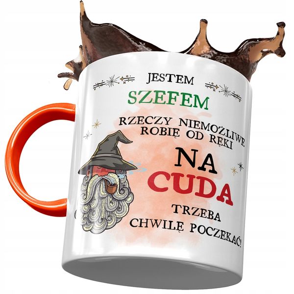 Kubek Pomarańczowy Dla Szefa Jestem Szefem Prezent Z Nadrukiem Ze Zdjęciem zdjęcie 1