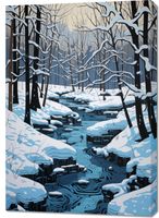 Obraz 70x100cm Rzeka przy Zimowej Porze