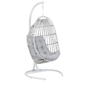 Fotel wiszący ze stojakiem rattanowy jasnoszary SESIA