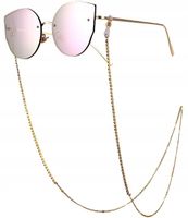 Łańcuszek Do Okularów Złoty Ozdobny Cyrkonie Modny