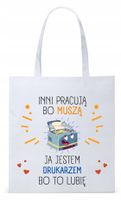 Torba Biała Eco Shopper Dla Drukarza Z Nadrukiem Ze Zdjęciem