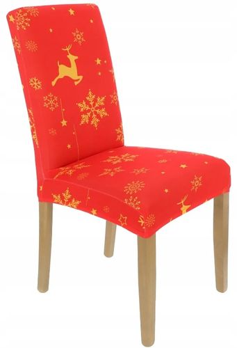 ZESTAW 6 SZT POKROWIEC NA KRZESŁO CZERWONY ŚWIĄTECZNE WZORY ELASTYCZNY UNIW na Arena.pl