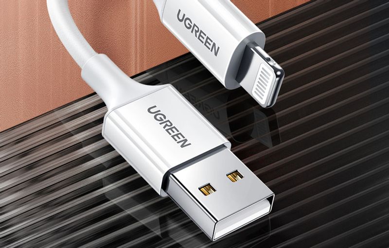 Kabel Lightning do USB UGREEN 2.4A US155, 0.25m (biały) zdjęcie 1