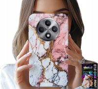 ETUI DO OPPO RENO12 F / 12FS 5G - RÓŻOWO BIAŁY MARMUREK, KAMIENNE WZORY